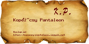 Kopácsy Pantaleon névjegykártya